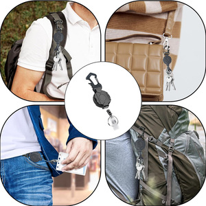 Porte-clés magnétique, porte-badge robuste, cordon en acier épaissi, ABS noir, avec boucle magnétique à tirage facile. - Product Image 3