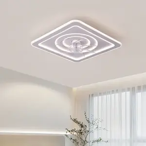 Ventilador de techo led regulable rectangular grande para sala de estar con lámpara minimalista dormitorio decorativo moderno ventiladores de techo de lujo Luz
