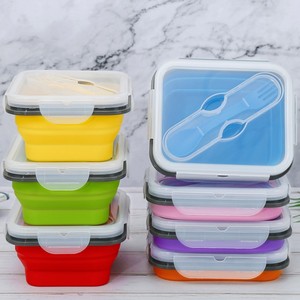 Hot Bán 600Ml Hình Chữ Nhật Silicone Hộp Ăn Trưa Với Lò Microwave Đóng Mở Cho Thực Phẩm Lưu Trữ Container Và Giữ Cho Thực Phẩm Tươi - Product Image 3