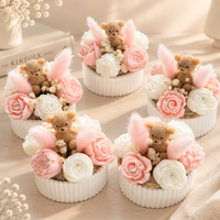 Bougie parfumée artisanale en cire de soja en forme d'ours rose, décoration originale pour la maison, souvenirs, cadeaux, pot en plâtre