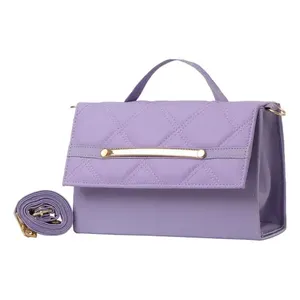 Borsa a Tracolla Fana da Donna in Lilla, Trapuntata con Fodera in PU, Chiusura con Cerniera, Elegante per Uso Quotidiano - Product Image 1