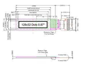 0,87 Zoll 128x32 SSD1316 I2C Kleines dünnes OLED-Display - Product Image 3