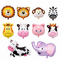 Balon Foil Mylar Bentuk Hewan Harimau Monyet Zebra Jerapah Sapi Babi untuk Dekorasi Pesta Ulang Tahun Anak Tema Safari Grosir