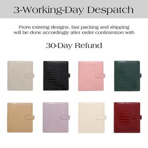 Hongbo Best Seller Agenda A5 économique à reliure à anneaux en cuir de crocodile doré, servant de couverture d'agenda avec séparateurs A5 Av - Product Image 3