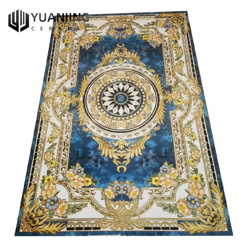 Floor Tiles1200x1800mm Golden Porcelain Polished 3D Tiles Decorative Crystal Flower Carpet Patchwork Anti-Slip Firebrick villa