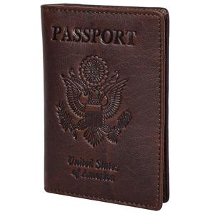 Porte-passeport américain en cuir véritable avec blocage RFID, portefeuille court unisexe, couleurs et impressions personnalisables - Product Image 4