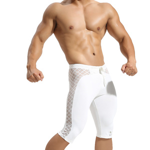 Boxer <span class=keywords><strong>sexy</strong></span> en nylon taille moyenne pour hommes, caleçon de compression en soie de glace, collants de sport respirants pour la course à pied, couleur unie, confortable pour les gays - Product Image 2