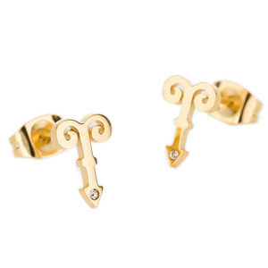 Key Shape Stud <b>Earrings</b> Gold Rose Gold Claw Setting Stainless Steel <b>Post</b> Gift For Women - Product Image 1