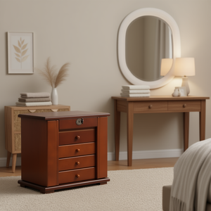 Caja de Joyería de Madera Hecha a Mano, Organizador de 5 Niveles y 4 Cajones, Estuche Marrón, Contenedor de Almacenamiento para Uso Doméstico - Product Image 2