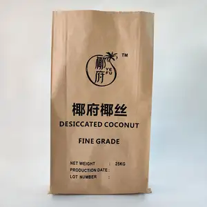 25kg desiccated di cocco fine grade resina chimica imballaggio pianura kraft di carta laminato pp sacchetto tessuto