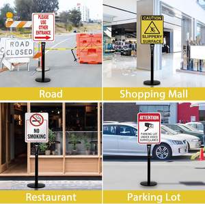 Poteau de signalisation de stationnement avec base - Support de signalisation de stationnement robuste de 15 lb pour suspendre des avertissements de circulation, de construction, de rue, de signalisation - Product Image 6