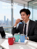 Mug à café isotherme en acier inoxydable 304 de 350 ml avec 3 couvercles, personnalisable avec logo, MOQ 500, idéal pour le bureau ou comme cadeau