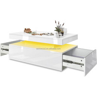 Table basse lumineuse à LED table basse haute brillance design moderne bois couleur blanche