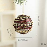 Ensemble de boules de Noël de 8 cm, couleur café brun rouge, ornements de luxe, paillettes, perles, sequins, décoration d'arbre de Noël, décoration de fête, décoration de la maison