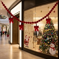 Guirlande de Noël en tissu avec petits nœuds, 1,8 m, pour escalier, porte, mur, toile de fond de fête