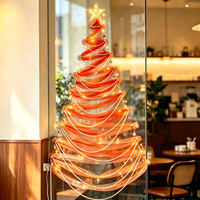 Kit de sapin de Noël DIY lumineux et économique en tissu froissé, style chinois, pour vitrines de salon et présentations transfrontalières