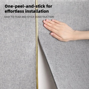 Papier peint mural auto-adhésif en lin épaissi <span class=keywords><strong>de</strong></span> luxe léger, motif géométrique, pour téléviseur, salon, maternelle, revêtement mural souple - Product Image 3
