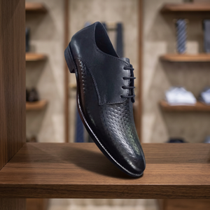 Zapatos Oxford de Vestir para Hombre, Diseño Personalizable, Ecológicos, Negros, con Cordones, Punta en Pico, Ligeros, con Patrón de Piel de Serpiente - Product Image 1