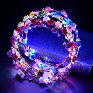 Couronnes de fleurs LED, bandeaux lumineux pour femmes et filles, mariage, plage, fête, anniversaire, Noël, vacances, Mardi Gras - Product Image 4