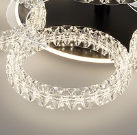 Lustre de plafond français élégant, ventilateur LED silencieux avec pales rétractables, anti-poussière pour salon