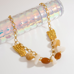 Collar de Moda con Cuentas, Aleación de Zinc, Corazón de Resina, Ovalado, Cadena para Clavícula, XL31933 - Product Image 2