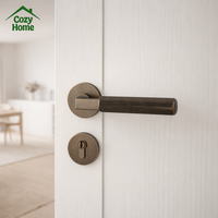 Poignée de porte intérieure avec serrure, en laiton brut, poignée de porte à levier moleté, poignées de porte de luxe modernes, ensemble complet