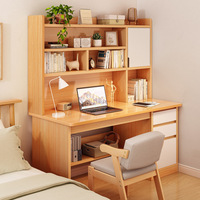 Bureau d'étude intégré pour étudiant avec étagère, couvercle amovible modulaire, garde-corps surélevé, idéal pour maison de location, bureau, hôtel, ordinateur