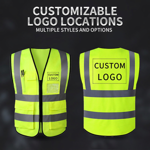 Gilet de sécurité haute visibilité réfléchissant avec fermeture éclair, vêtements de travail avec poches, respirant, maille 120g pour les travailleurs de la construction routière et du trafic - Product Image 4