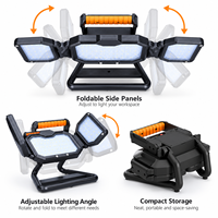 Lampe de travail LED portable rechargeable 30W 50W, 3 panneaux, trépied pliable, éclairage de chantier USB C pour la construction