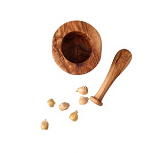 Wooden Mortar and Pestle Set | Natural Wood Spice <b>Grinder</b> | Kitchen <b>Herb</b> Crusher | Handmade Wooden Grinding Bowl - Product Image 6