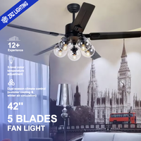 Ventilateur de plafond rétro à 5 pales de style moderne avec lumière LED, télécommande, 6 vitesses, moteur DC en cuivre pur