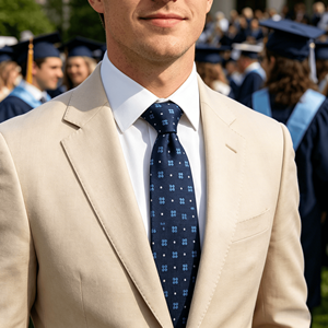 Classic Navy Blue <b>Tie</b> BusinessCustom Necktie Men's <b>Polyester</b> Striped Neck <b>Tie</b> for Wholesale - Product Image 3