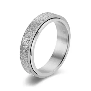 2023 модные кольца из нержавеющей стали 2 мм 4 мм 6 мм матовые кольца для женщин и мужчин антистрессовое кольцо поворотный подарок