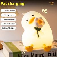 Veilleuse LED Canard Kawaii, Rechargeable USB, en Silicone, Lampe de Chevet pour Enfants, Design Animalier de Dessin Animé pour Bébé, Chambre à Coucher, Salon