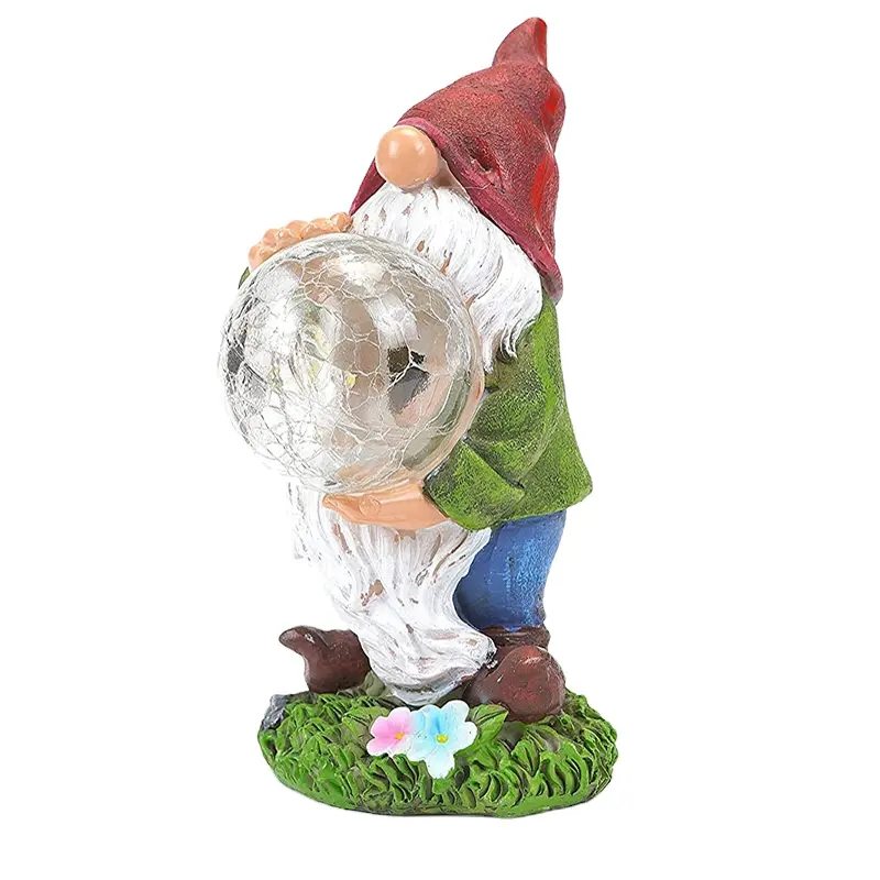 Hot selling solar light solar panel dwarf sculpture home toy figure statues Christmas crafts wholesale