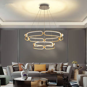 Simple Pendant Light Bedroom Living Room Polycyclic <b>Circle</b> <b>Ring</b> Gold Modern Led Lighting Chandelier - Product Image 5