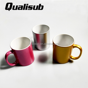 Qualisub 10oz personnalisé sublimation blancs tasse en céramique rose étincelant revêtement parfait sublimation 10oz tasse en céramique - Product Image 6