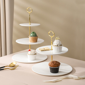 Restaurante Hotel White Diner Plates Wedding Party Cake Show Plate Bandeja de exhibición de postre de porcelana - Product Image 6