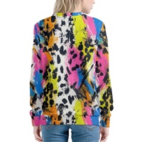 Sweat-shirt à col rond pour femme, imprimé léopard graffiti coloré, écologique, à manches longues, pull décontracté, streetwear