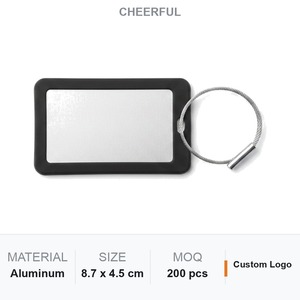 Étiquette de bagage en aluminium gravée au laser avec étui en silicone, boucle en câble d'acier, logo personnalisé, cadeau d'entreprise pour les voyageurs fréquents - Product Image 1