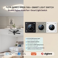 Zigbee Akıllı Ev Anahtarı Graffiti Tasarımlı Düğme Kontrollü Dijital Ekranlı PC Malzemeli APP Sesli Kontrol Fan Hızı Dimmeri Otel