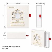 Boîte cadeau tiroir personnalisée pour bonbons de Noël avec fenêtre flocon de neige et estampage à chaud doré pour emballage de fêtes en gros