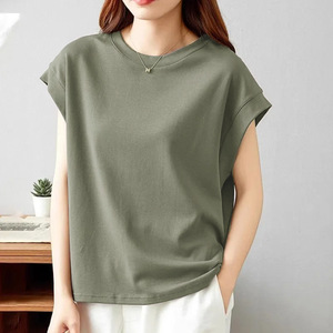 Women's Sleeveless T-Shirt Splicing Design Breathable Knitted Tank Top Gray Green Khaki Black White Summer Wear - Product Image 2
