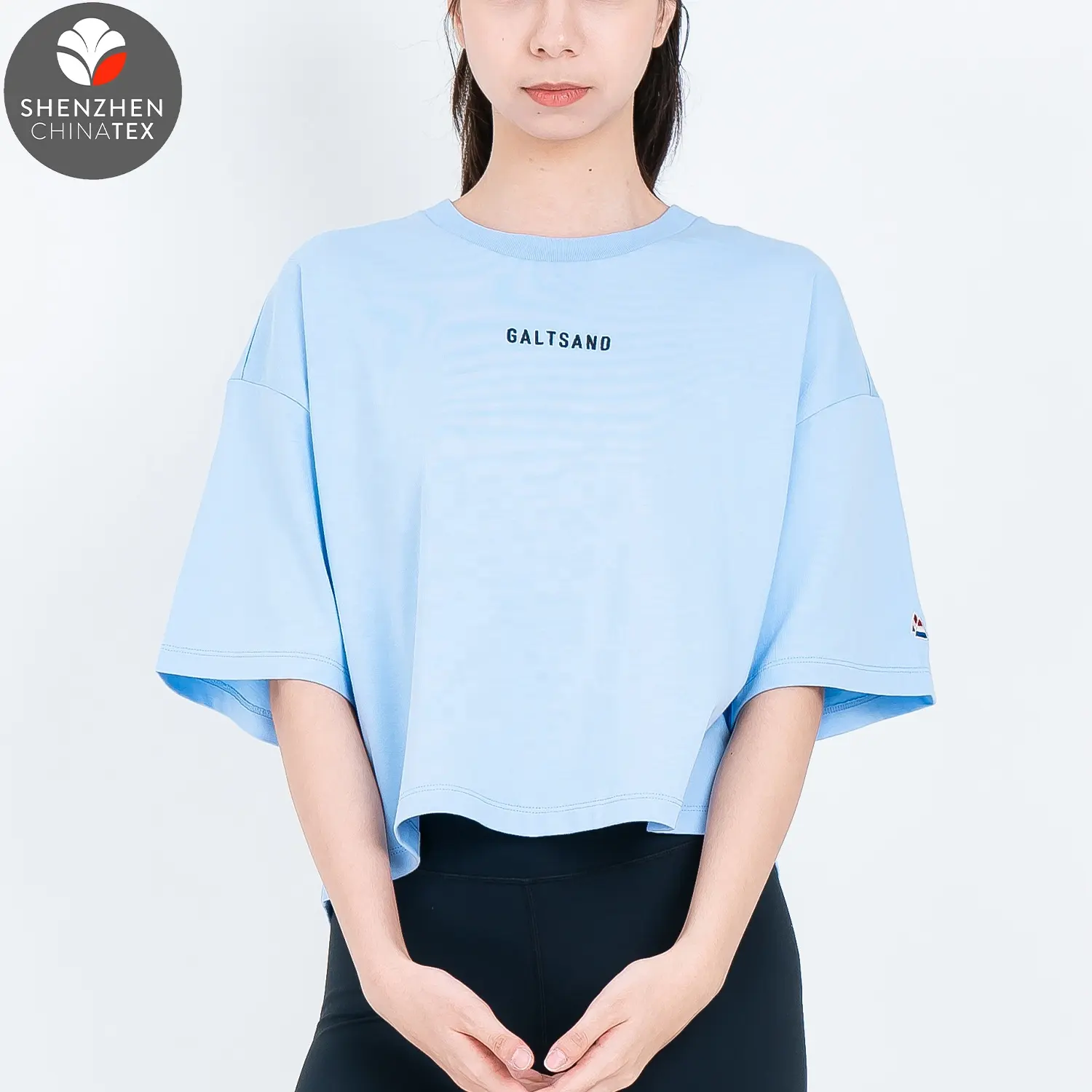 Wholesale High Quality 220Gsm Soft Jersey Drop Shoulder Short Sleeve Casual Boxy Fit Crop Top T-shirts For Women Cotton Tshirt