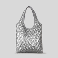 Bolso de Hombro Acolchado de Gran Capacidad para Mujer, con Diseño de Diamantes Bordados, Bolso de Nylon para el Verano