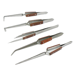 Ensemble de 5 pinces à épiler manuelles en acier inoxydable médical, à verrouillage croisé, pointe courbée/droite, passivées contre la rouille, pour bijoux, artisanat, soudure, garantie 3 ans - Product Image 1