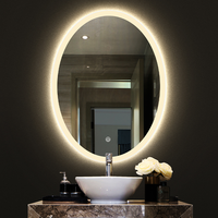 Miroir mural LED de forme ovale de haute qualité, anti-buée, miroir de vanité de salle de bain pour hôtel