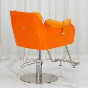 Poltrona da Barbiere di Lusso Reclinabile in Pelle Arancione con Pompa Idraulica per Piccoli Saloni, Parrucchieri e Styling Femminile - Product Image 3
