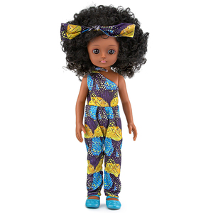 Vente en gros de poupées pour enfants personnalisées à la mode, 34 cm, en silicone, poupées noires en vinyle, bébés filles afro-américaines avec des cheveux bouclés - Product Image 3