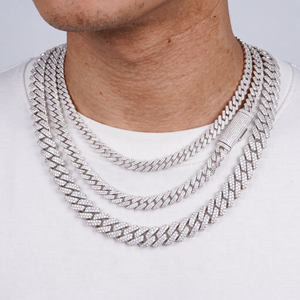 Lowest Price Vvs Moissanite Diamond 2Rows Necklace 8mm-15mm Wide S925 <b>Solid</b> <b>Silver</b> Hiphop Cuban Link Chain Fashion Jewelry - Product Image 1